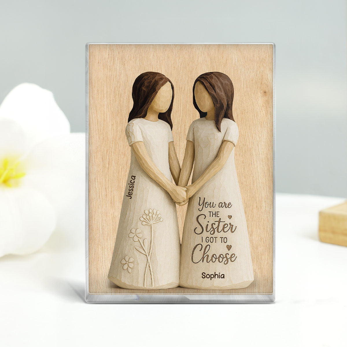 You Are The Sister I Got To Choose 3D Effect Personalized Acrylic Block Plaque Birthday Gift Friendship Gift for Besties, Best Friends