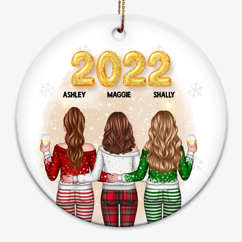 Best Friends Sisters Christmas New Year Personalized Circle Ornament
