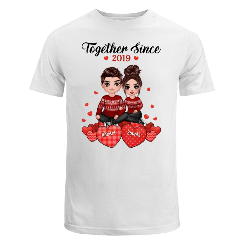 Doll Couple Sitting On Hearts Personalized Shirt