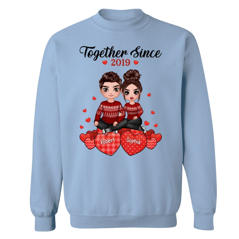 Doll Couple Sitting On Hearts Personalized Shirt