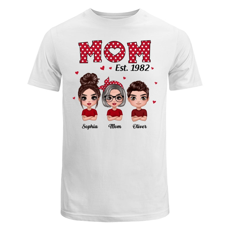 Polka Dot Pattern Mom Est With Daughters Sons Personalized Shirt
