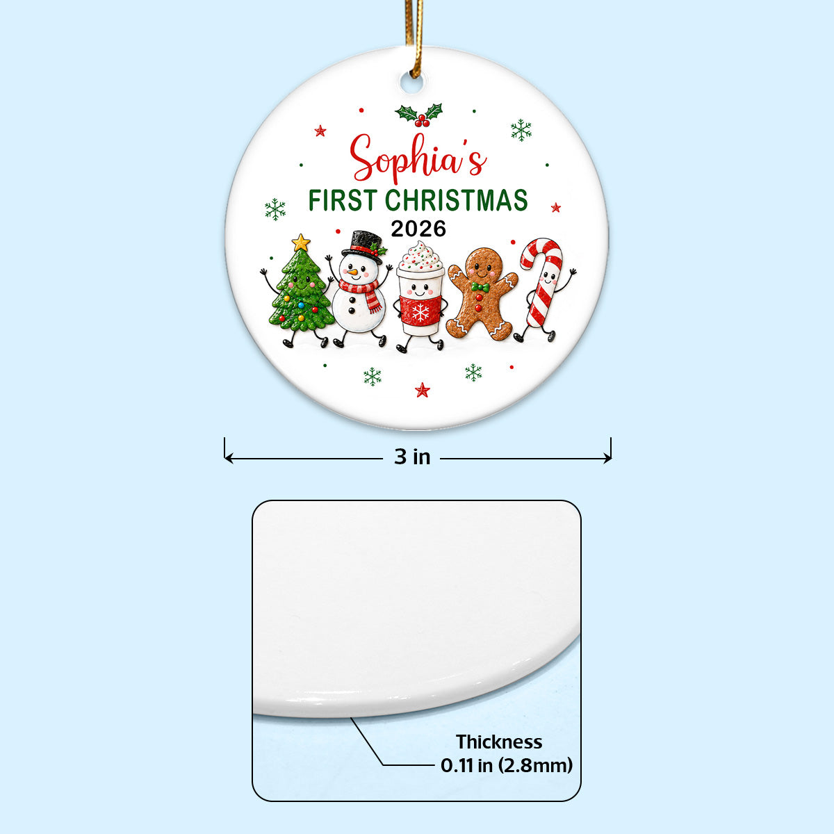 Cute Christmas Characters Baby’s First Christmas - Personalized Ceramic Ornament