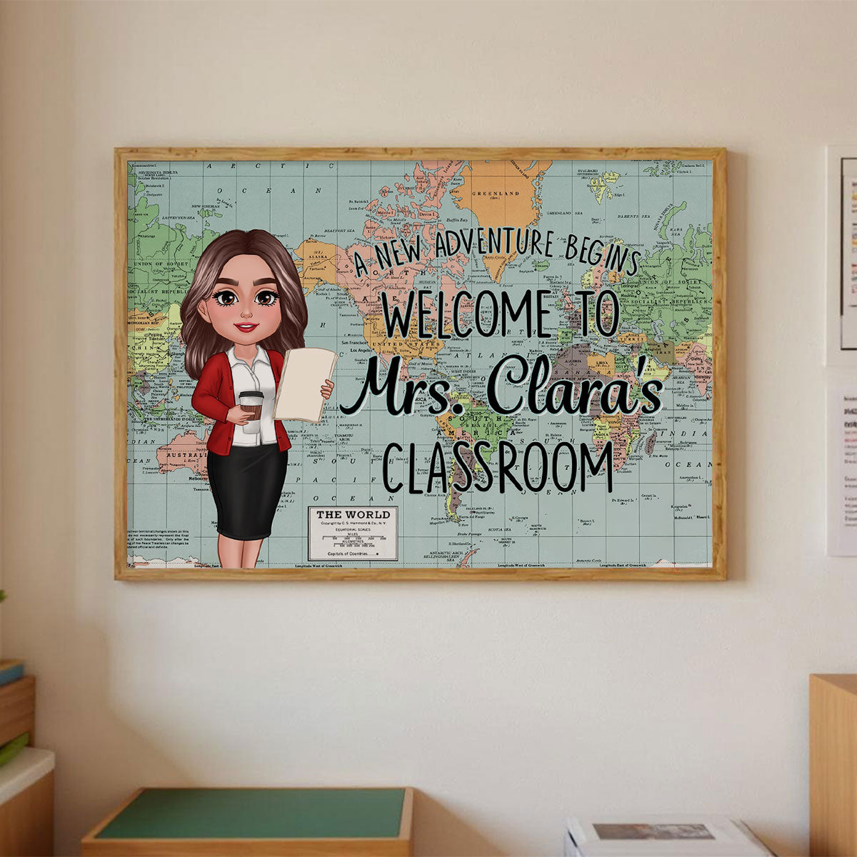 World Map Adventure Themed Welcome To Classroom Personalized Poster, Back To School, Classroom Decor