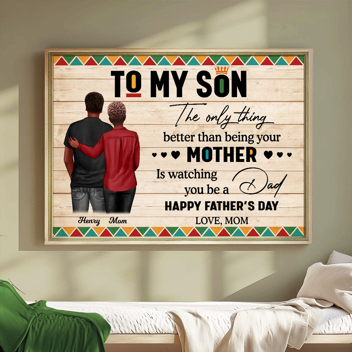To My Son From Mom Dad Happy Father's Day Black Pride Personalized Poster