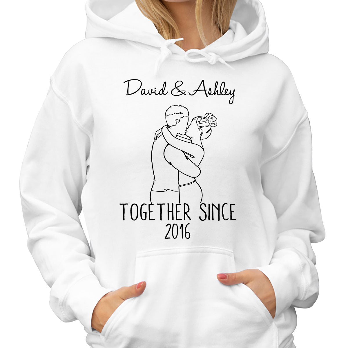 Couple Kissing Outline Valentine‘s Day Gift For Him For Her Personalized Shirt