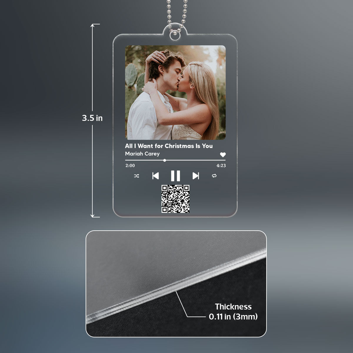 Custom Song And Photo Scannable QR Code Couple Family Friends Personalized Acrylic Ornament