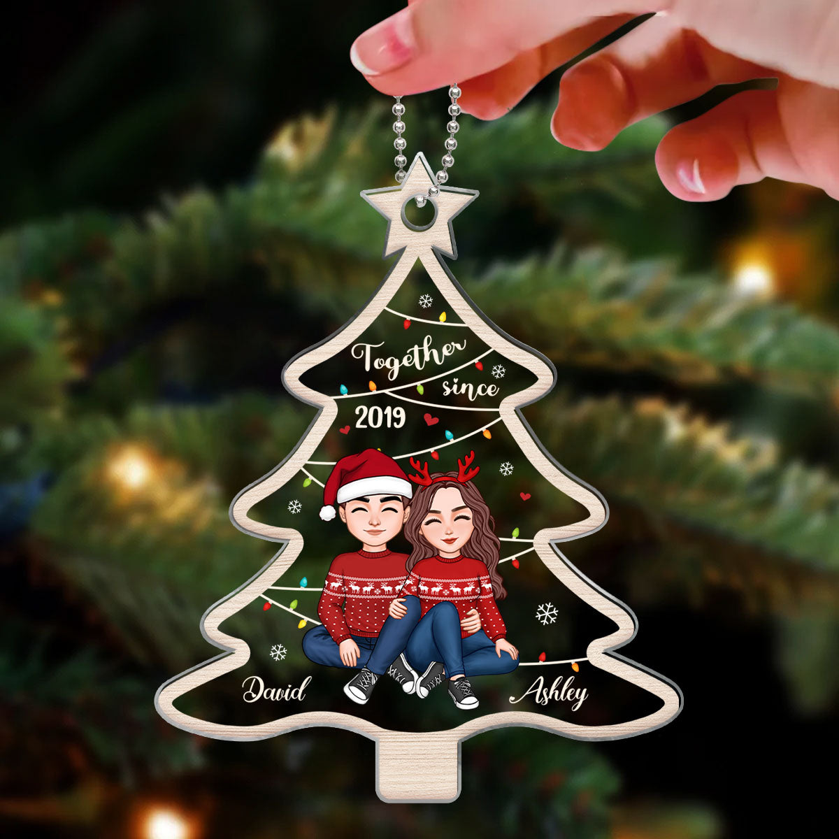 Couple Together Since Christmas Tree Shaped Personalized Acrylic Ornament