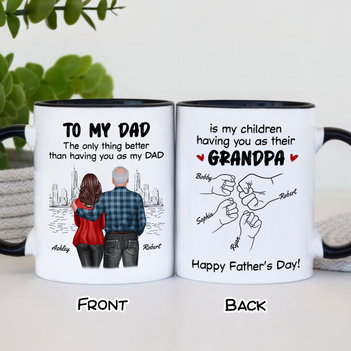 To Dad My Children Having You As Their Grandpa Fist Bump Personalized Mug, Gift For Dad