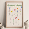 Family Watercolor Flowers Personalized Vertical Poster