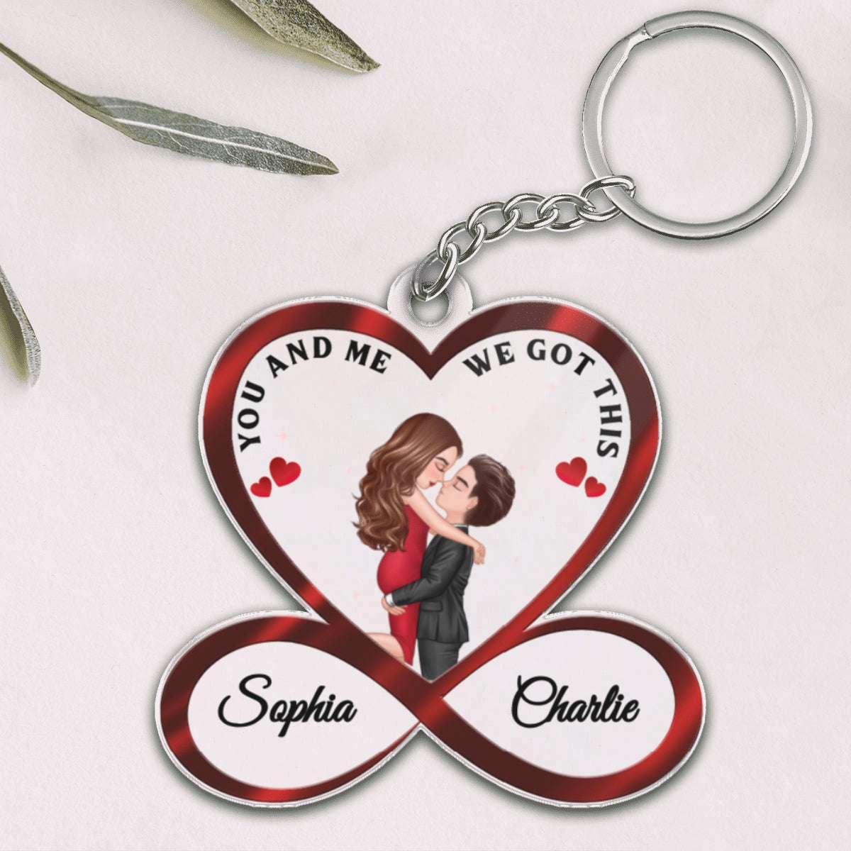 Infinity Heart Couple Hugging Kissing Anniversary Gift For Him Gift For Her Personalized Acrylic Keychain [Save 25% When Buy Set Of 2]