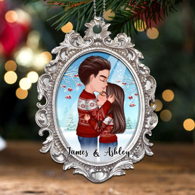 Couple In Mirror Personalized Christmas Wooden Ornament