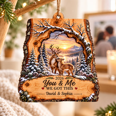 Deer Couple We Got This - Personalized Wooden Ornament - Heartfelt Christmas Gift for Her, for Him