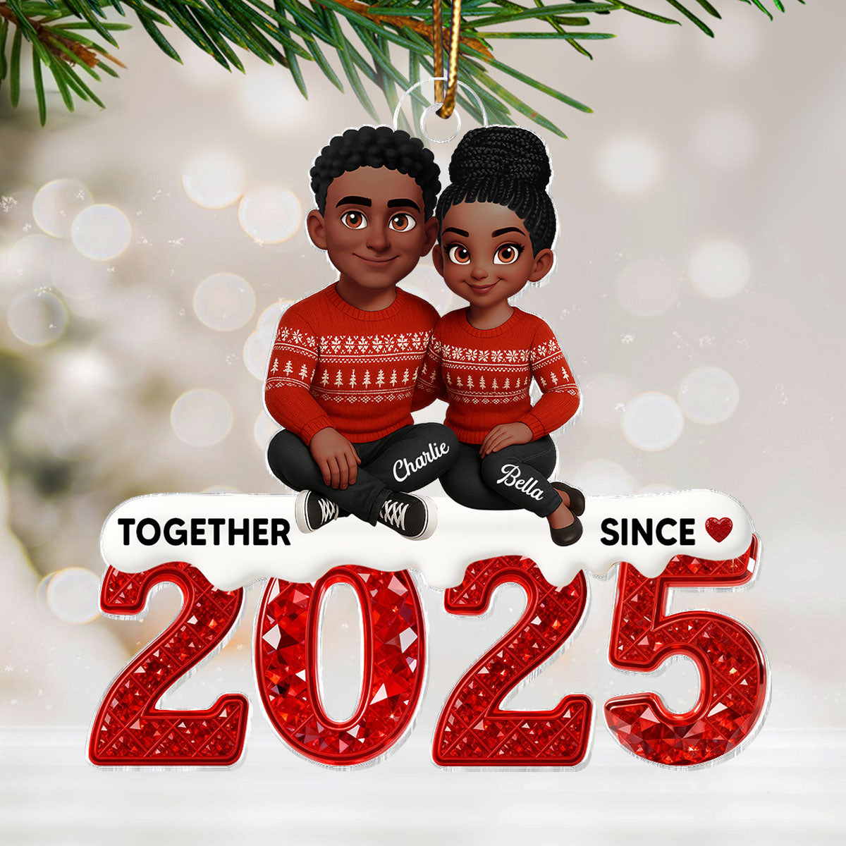3D Effect Shining Effect Beautiful Couple Together Since Custom Year - Personalized Acrylic Ornament
