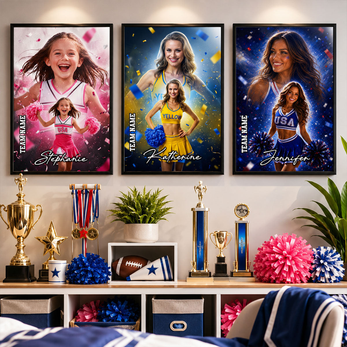 Born to Cheer - Personalized Poster - Gift For Cheerleading Team Girls, Daughters, Granddaughters