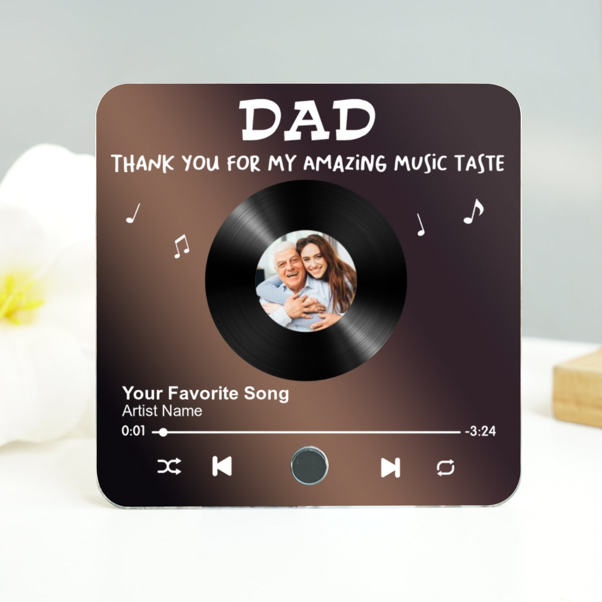 Dad Thank You For My Amazing Music Taste Upload Photo Favorite Song Personalized Music Fridge Magnet
