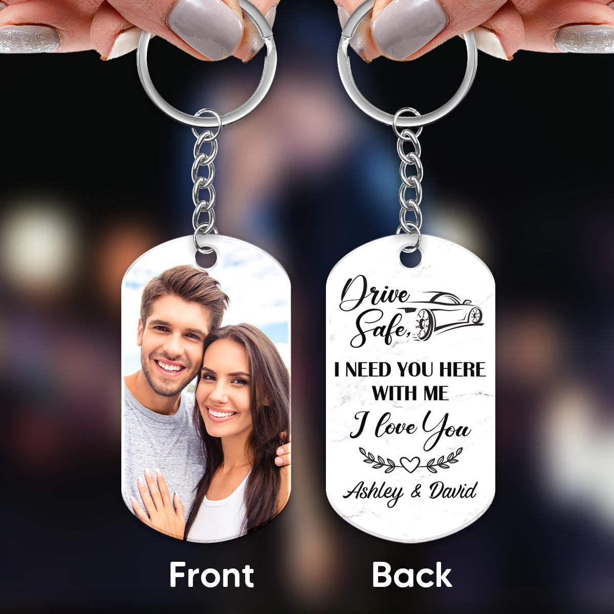 Family Couple Photo Drive Safe Personalized Acrylic Keychain