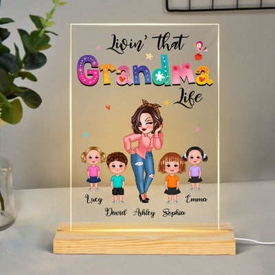 Livin‘ That Grandma Life Sassy Girl Gift For Grandma Personalized Rectangle Acrylic Plaque With LED Night Light