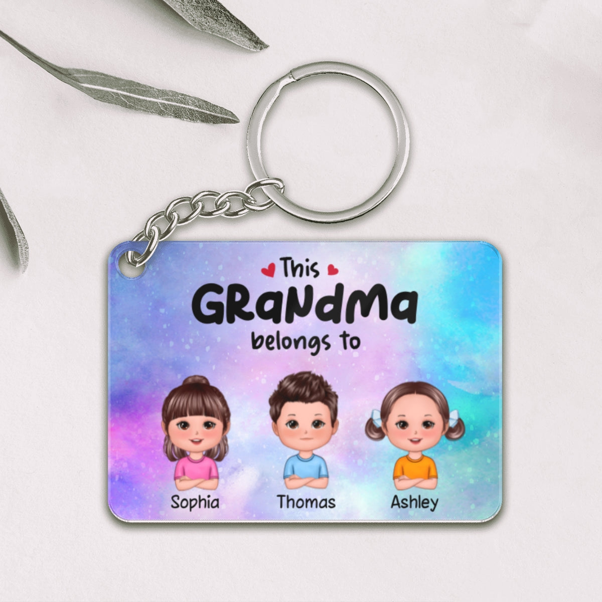 Galaxy This Grandma Mom Dad Grandpa Belongs To Doll Kids Personalized Acrylic Keychain