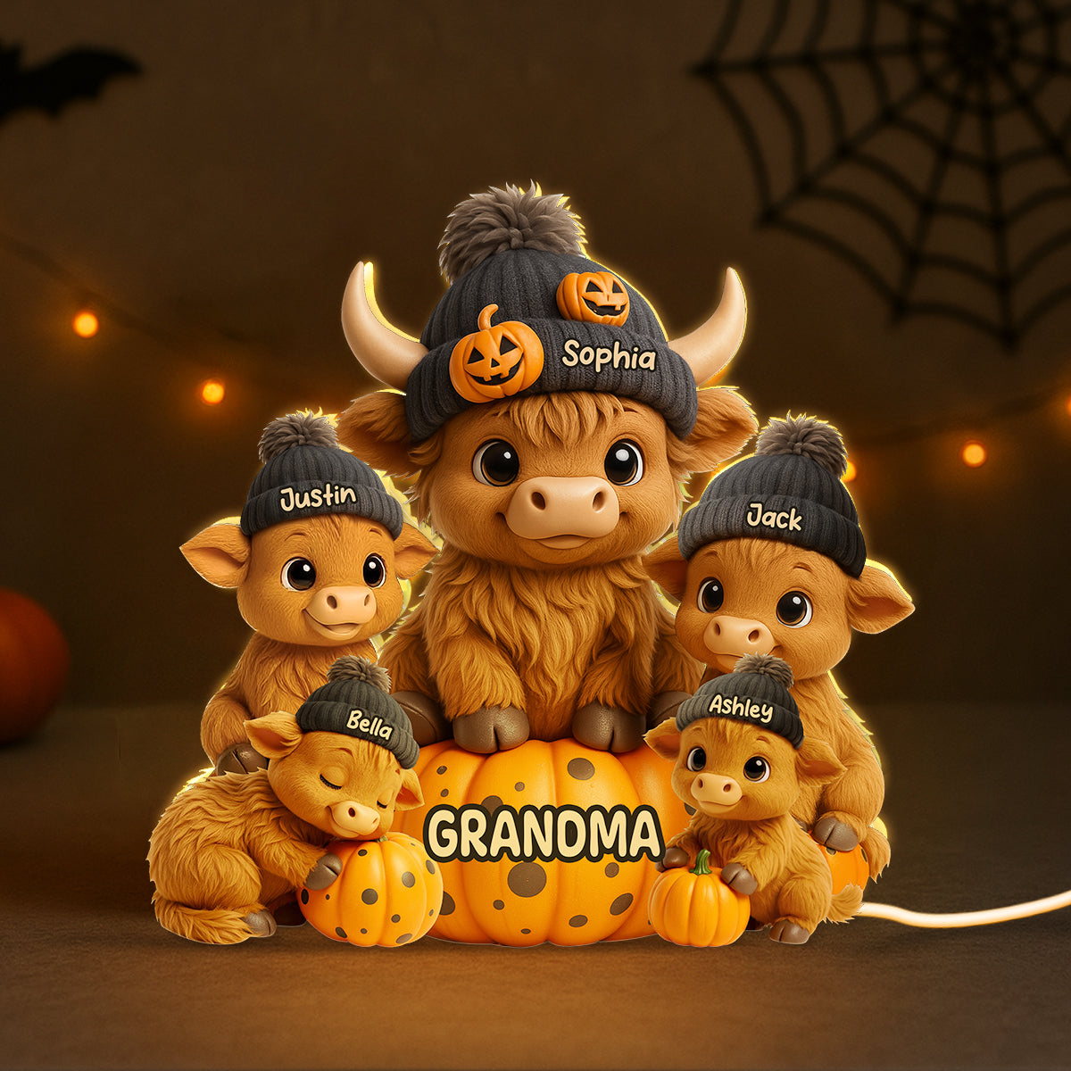 Mama Cow Personalized Light Box, Cozy Fall Vibe Halloween Decor for Mom, Grandma