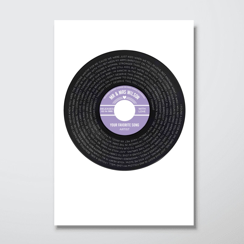 Custom Vinyl Record Label Print Personalized Poster - Wedding, Valentine's Day, Anniversary, Mother's Day, Father's Day Unique Gift for Him or Her
