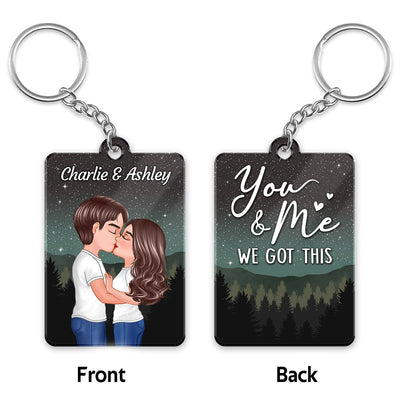 Couple Kissing Under Stars Sky Forest Personalized Acrylic Keychain