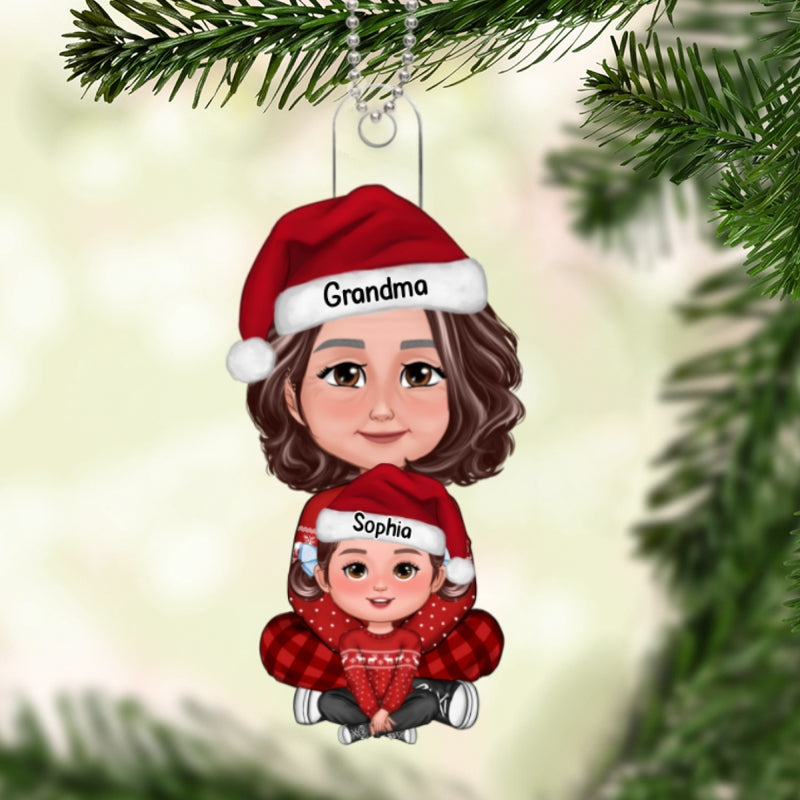 Grandma & Grandkid Christmas Gift For Granddaughter Grandson - Personalized Acrylic Ornament - Gift For Granddaughter, Grandson