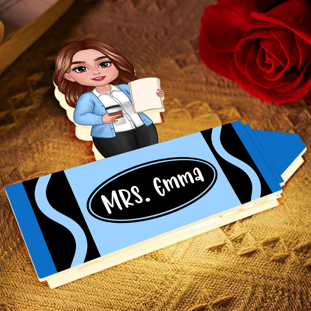 Teacher Crayon Personalized Light Box, Back To School Gift