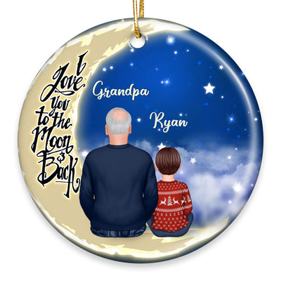 Grandpa Grandkids On Moon Personalized Circle Ornament