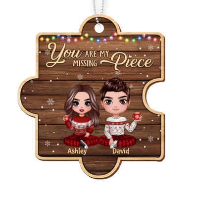 Doll Couple You Are My Missing Piece Puzzle Personalized Wooden Ornament