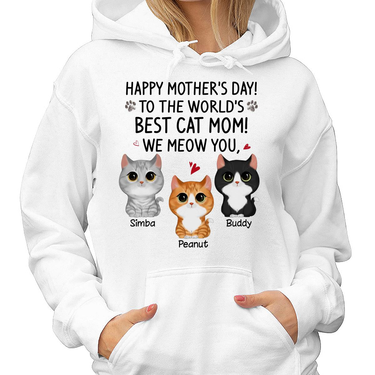 Happy Mother‘s Day Best Cat Mom Watercolor Cute Cats Personalized Shirt