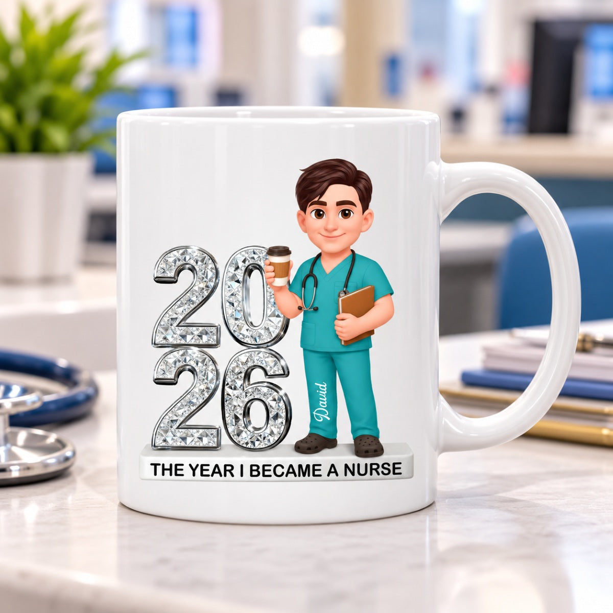 The Year I Became A Nurse - Personalized Mug - Christmas Gift, Graduation Gift For Nurse, Milestone Keepsake For Healthcare Workers