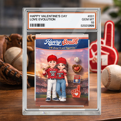 Happy Valentine's Day Baseball Couple Trading Card - Personalized Acrylic Block Plaque - Sentimental Gift for Him, for Her