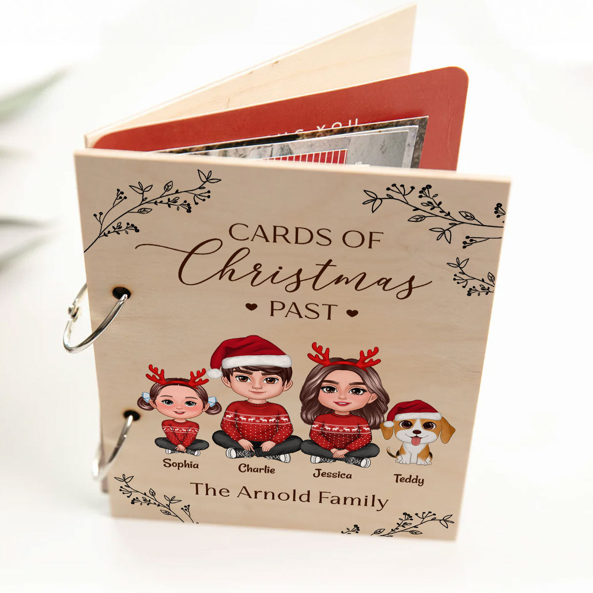 Family Crossed Legs Christmas Card Storage Personalized Christmas Card Keeper