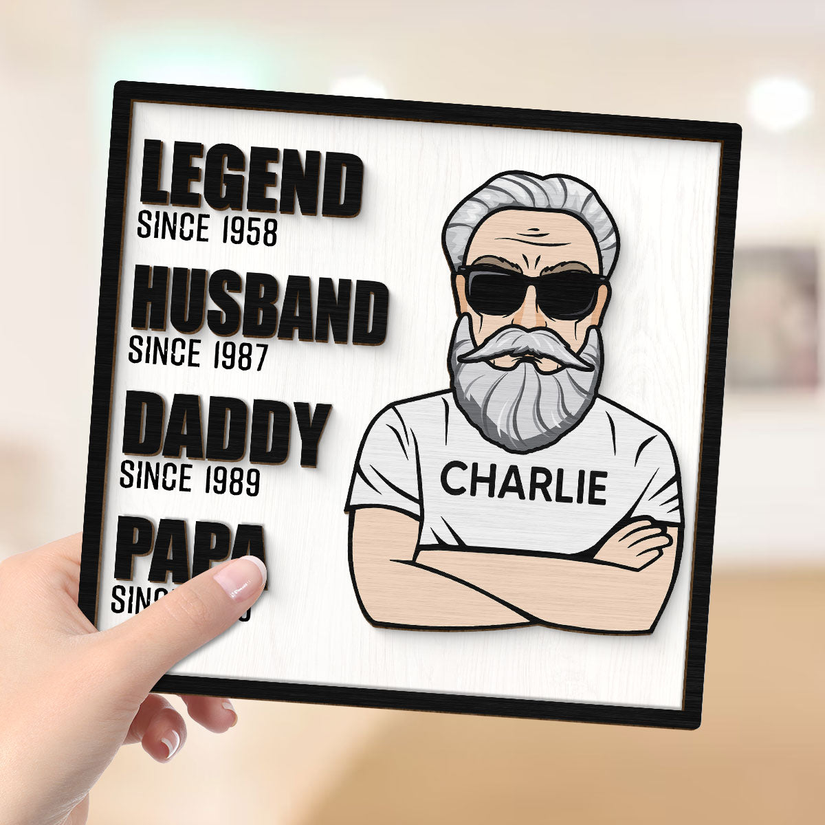 Legend Husband Dad Grandpa Personalized 2-Layer Wooden Plaque