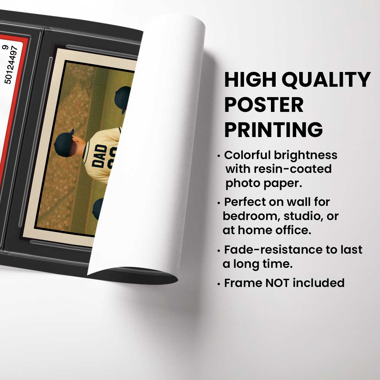Baseball No. 1 Dad Man & Kids Trading Card Style Personalized Poster