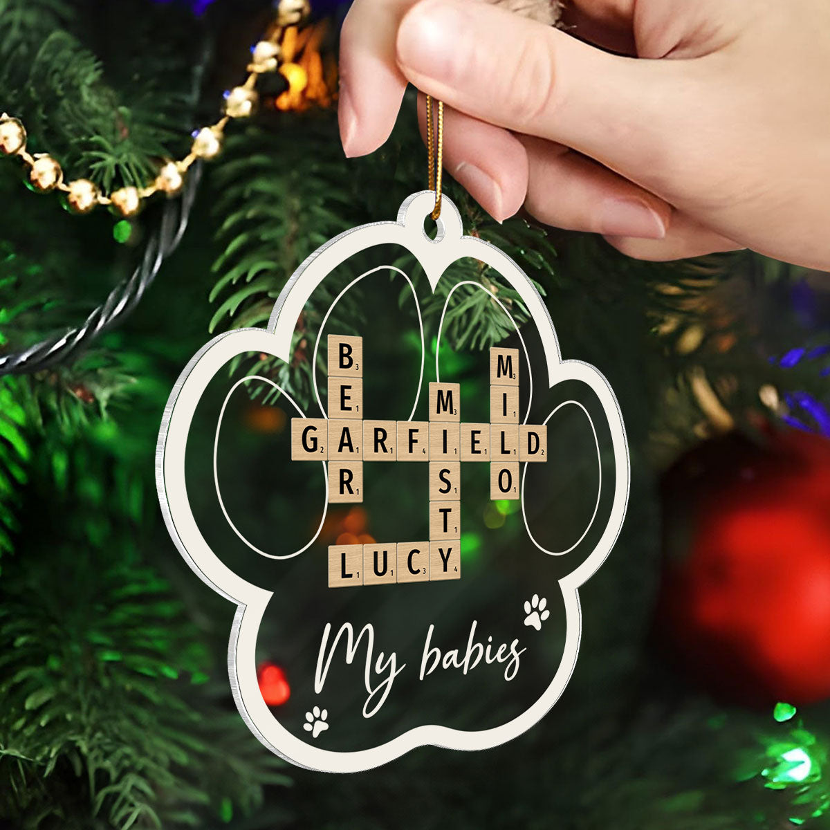 My Babies Dog Cat Names Crossword Puzzle Art Personalized Paw Shaped Acrylic Ornament