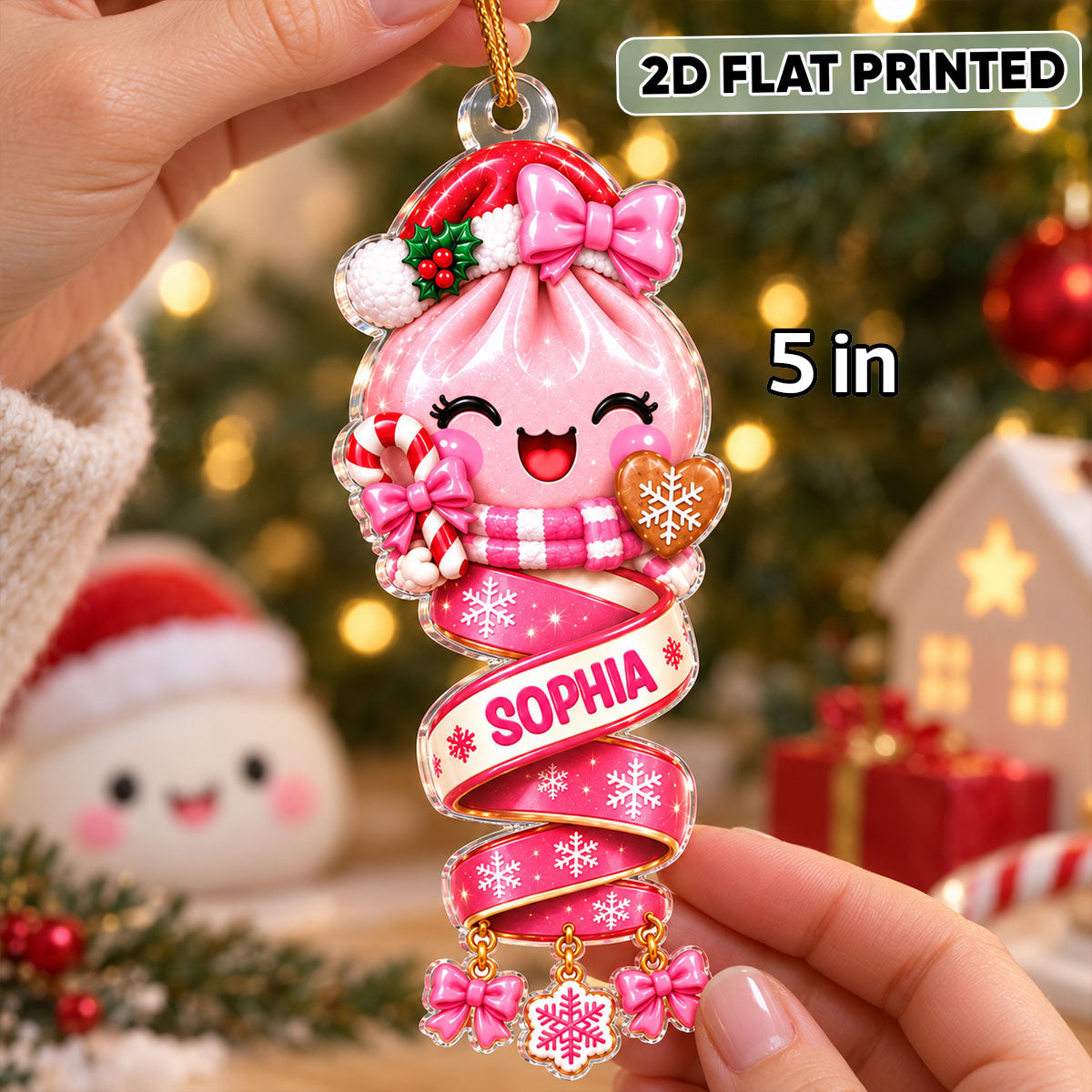 Cute Dumpling Kids Character - Personalized Acrylic Ornament - Christmas Gift for Daughter, Son, Kids