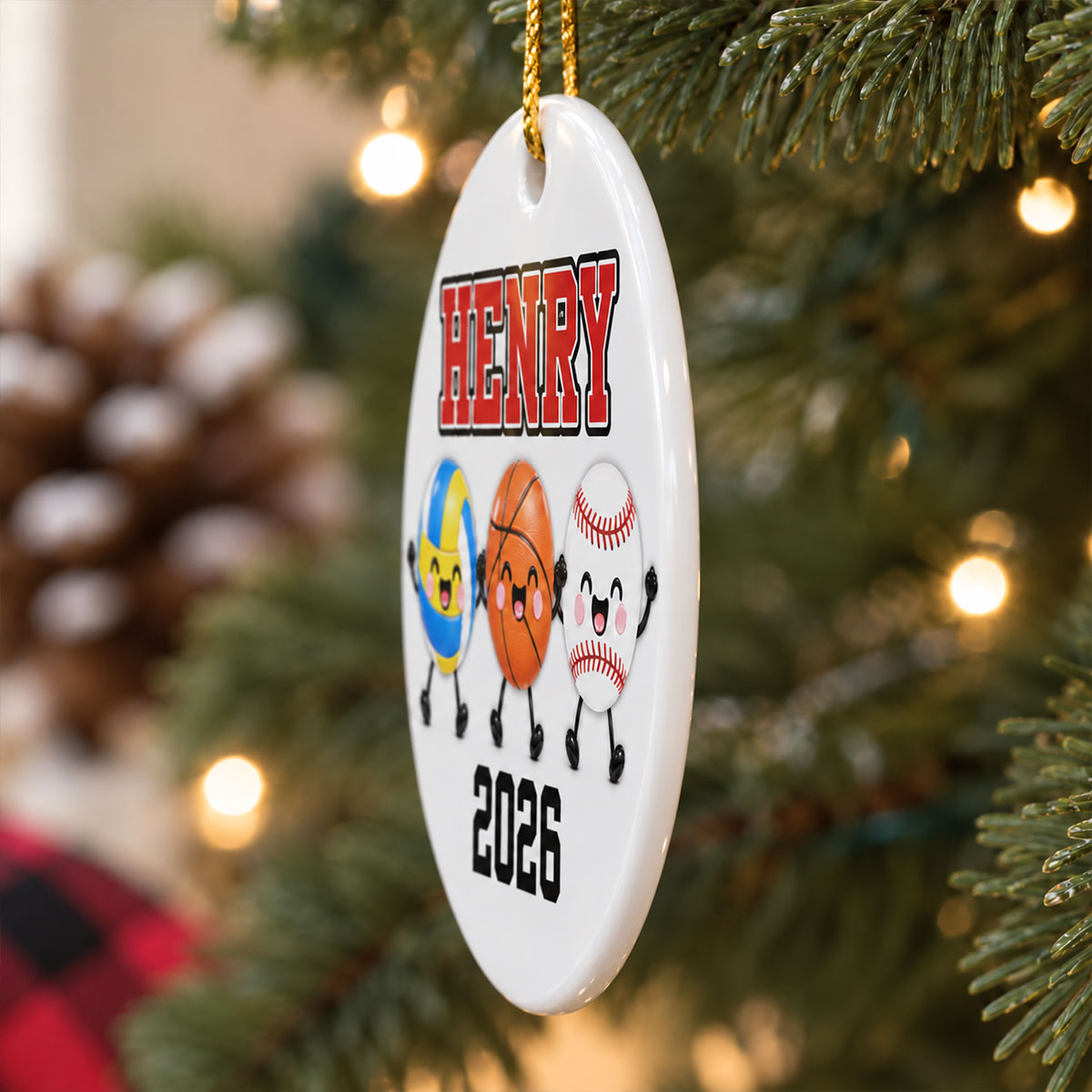Multiple Sports Player 2D Flat - Personalized Ceramic Ornament - Christmas Gift For Kid, Teen, Soccer, Basketball, Baseball, Softball, Football, Volleyball Athlete