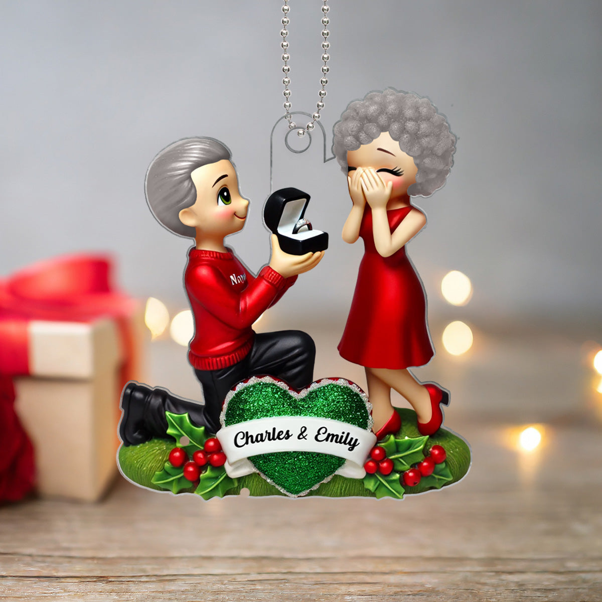 Marriage Proposal 3D Effect Ornament, - Personalized Acrylic Ornament