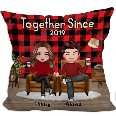 Checkered Pattern Couple Together Since Personalized Pillow (Insert Included)