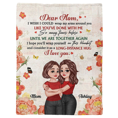 Hugging Cartoon Mother Daughter Wrap My Arms Around You Personalized Blanket
