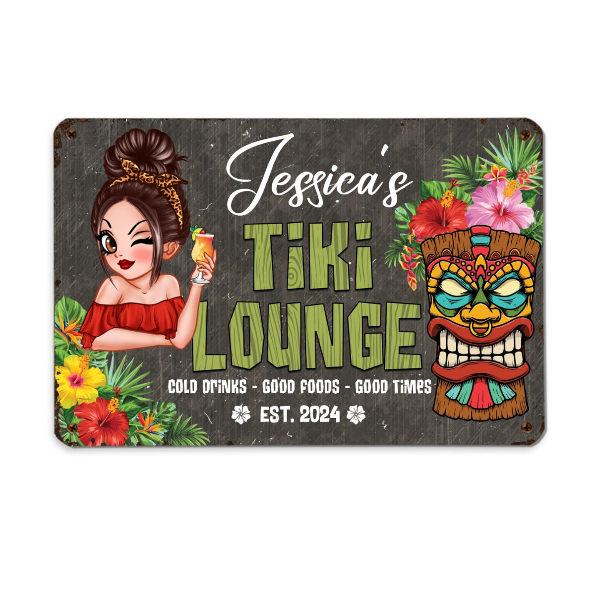Welcome To Tiki Lounge Personalized Metal Sign