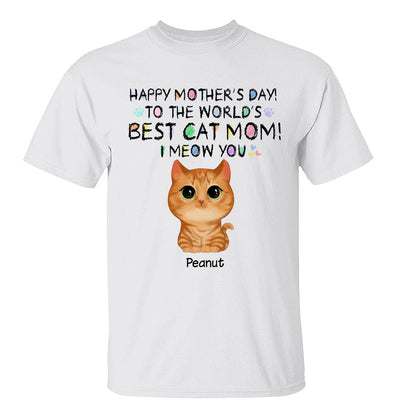 Watercolor Cute Cats Happy Mother‘s Day World‘s Best Cat Mom Crayon Text Personalized Shirt