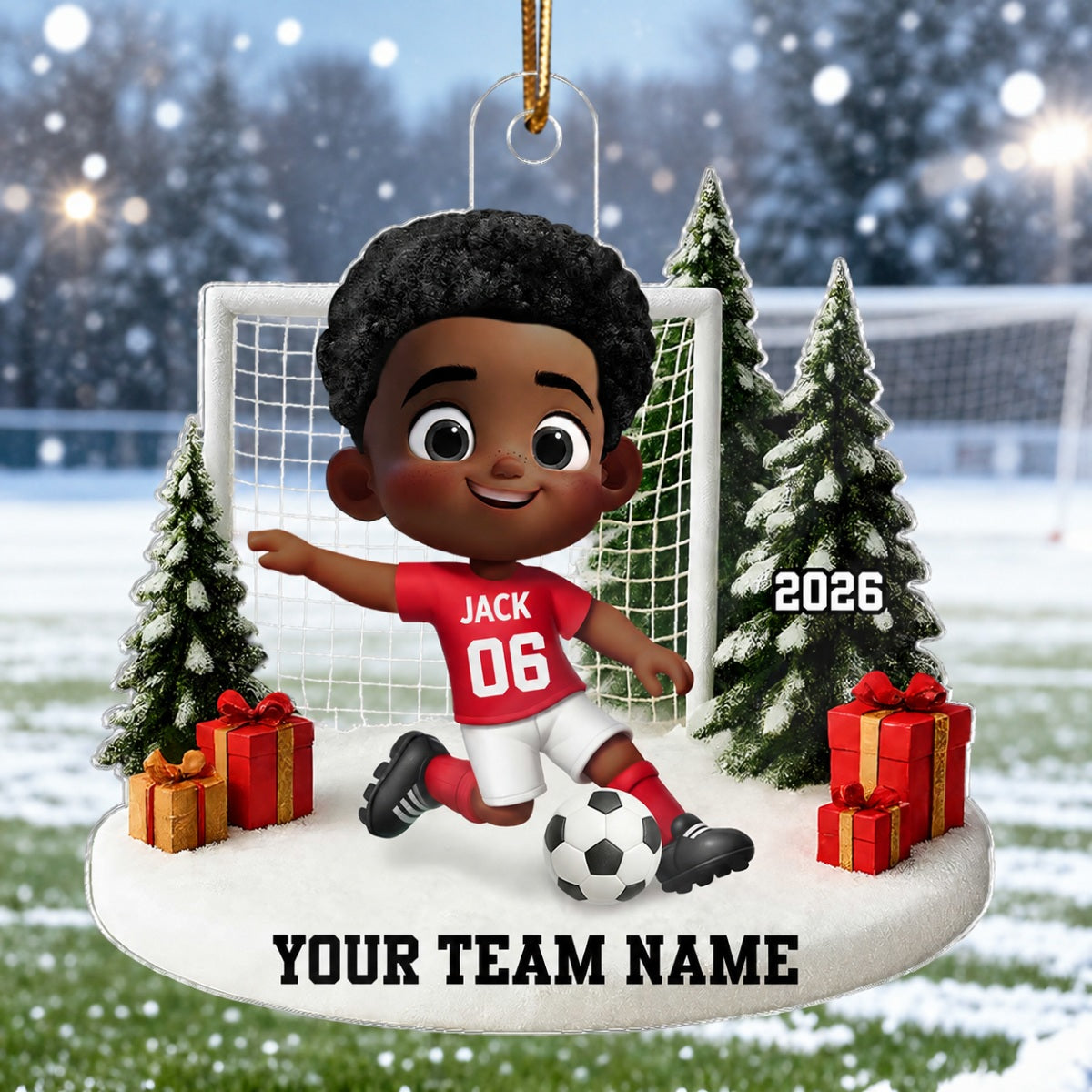 3D Effect Kid Soccer Player - Personalized Acrylic Ornament - Gift For Soccer Lovers, School Soccer Team