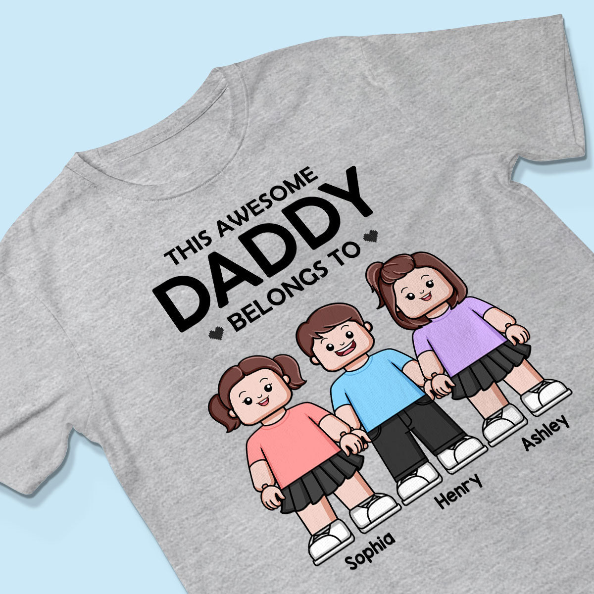 This Awesome Daddy Belongs To Kids Block Characters Personalized Shirt