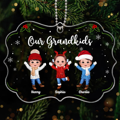 Our Grandkids Happy Doll Kids Gift For Grandparents Personalized Acrylic Ornament