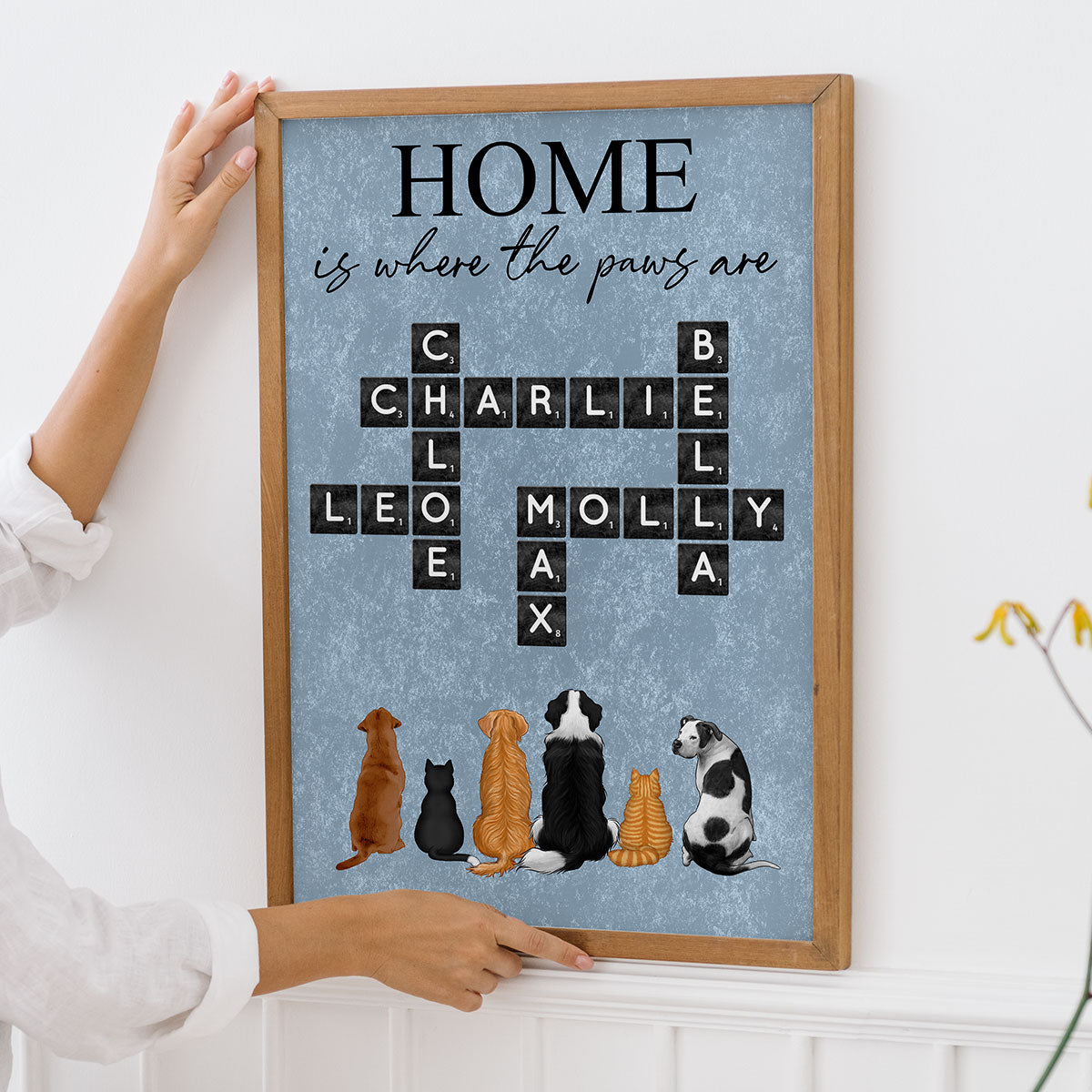 Home Is Where The Paws Are Crossword Puzzle Art Pet Lover Home Decor Personalized Poster