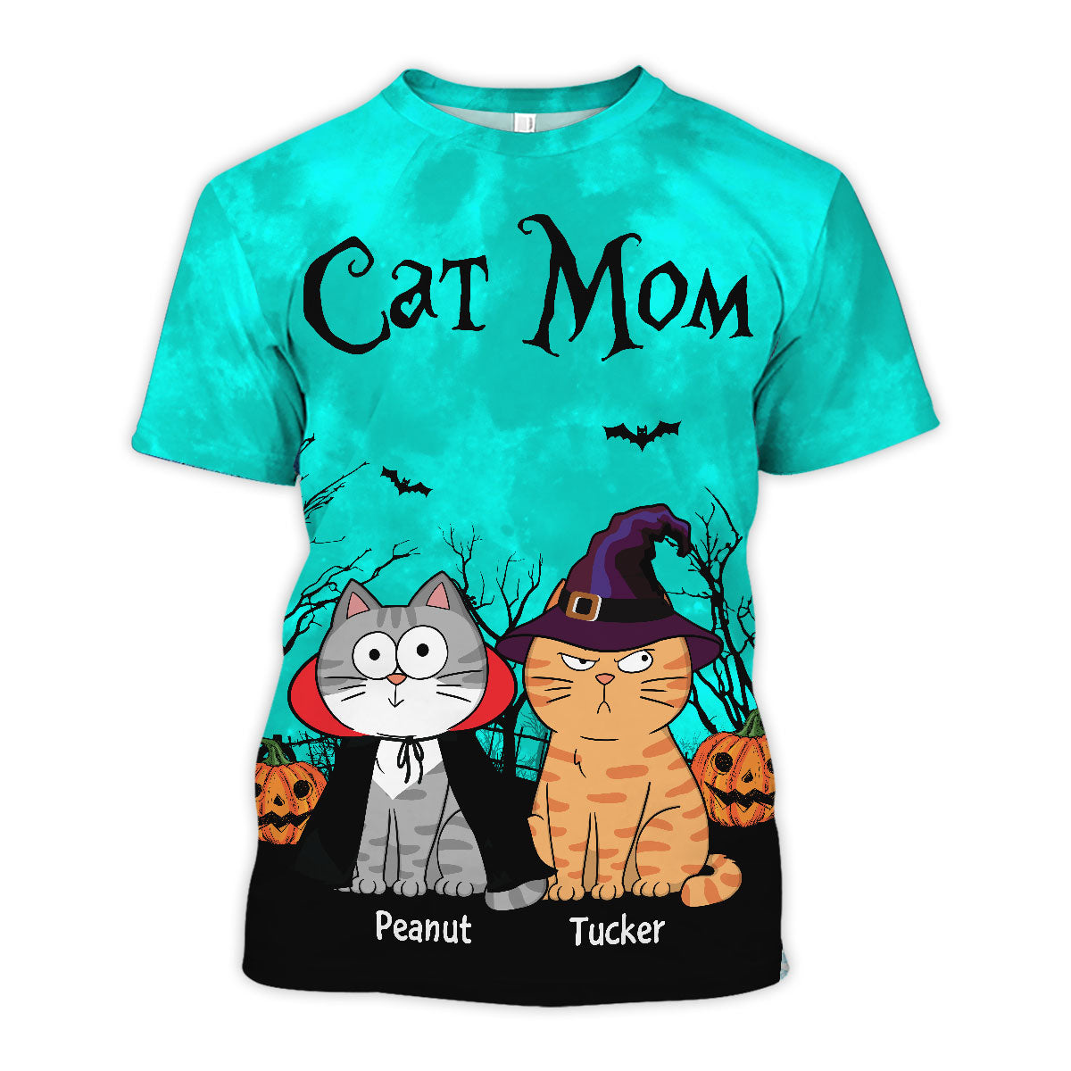 Cat Mom Halloween Moon Light Bat Tree Annoying Cat Personalized Shirt, Purrfect Costume for Cat Lover