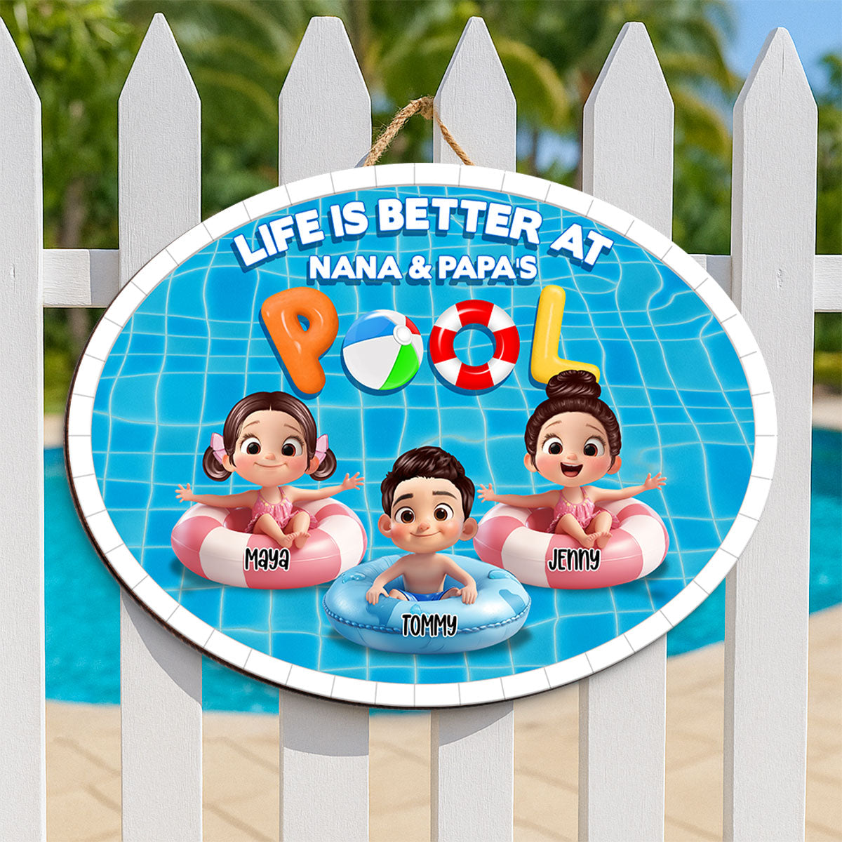 Life Is Better At Grandma Grandpa Pool Personalized Wood Sign