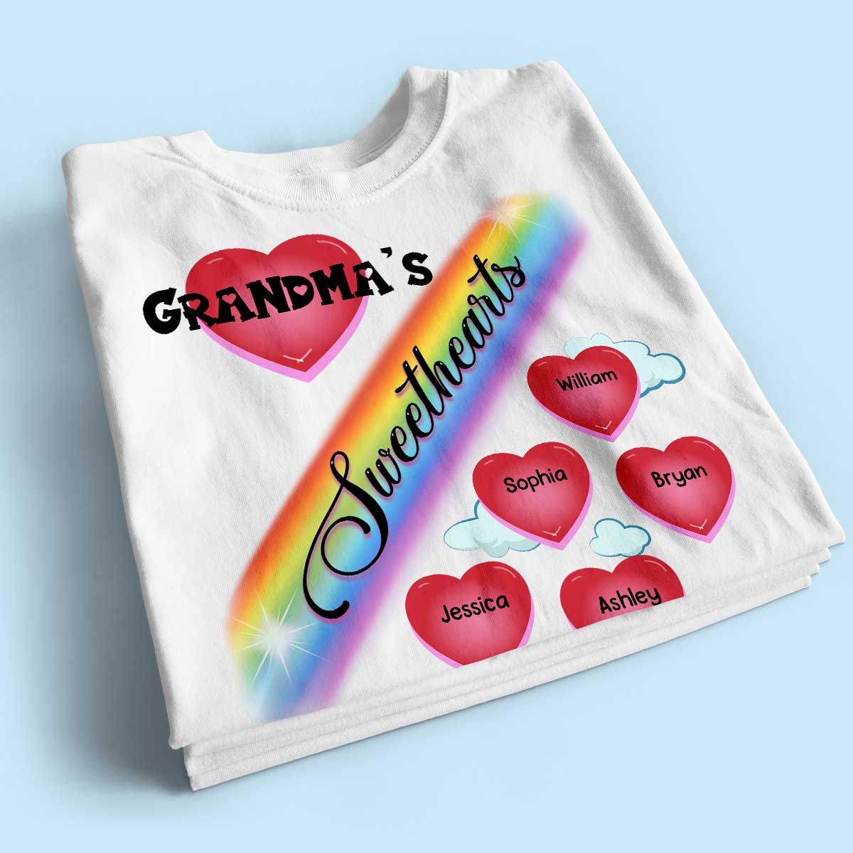 Grandma Mom Sweetheart Rainbow Personalized Shirt